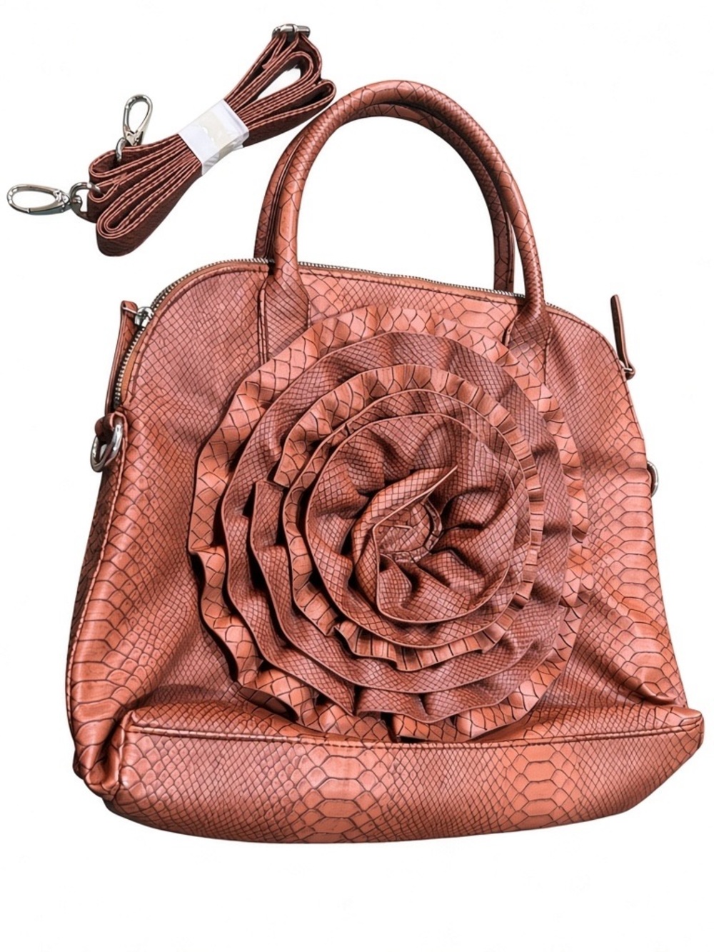 FASHION Flower Satchel in Brown Like New